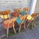 (Lot) 6 Multicoloured Compass Leg Chairs