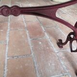 Bistrot table marble brown burgundy cast iron base