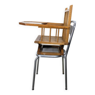 Metal and wood high chair