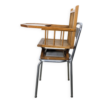 Metal and wood high chair