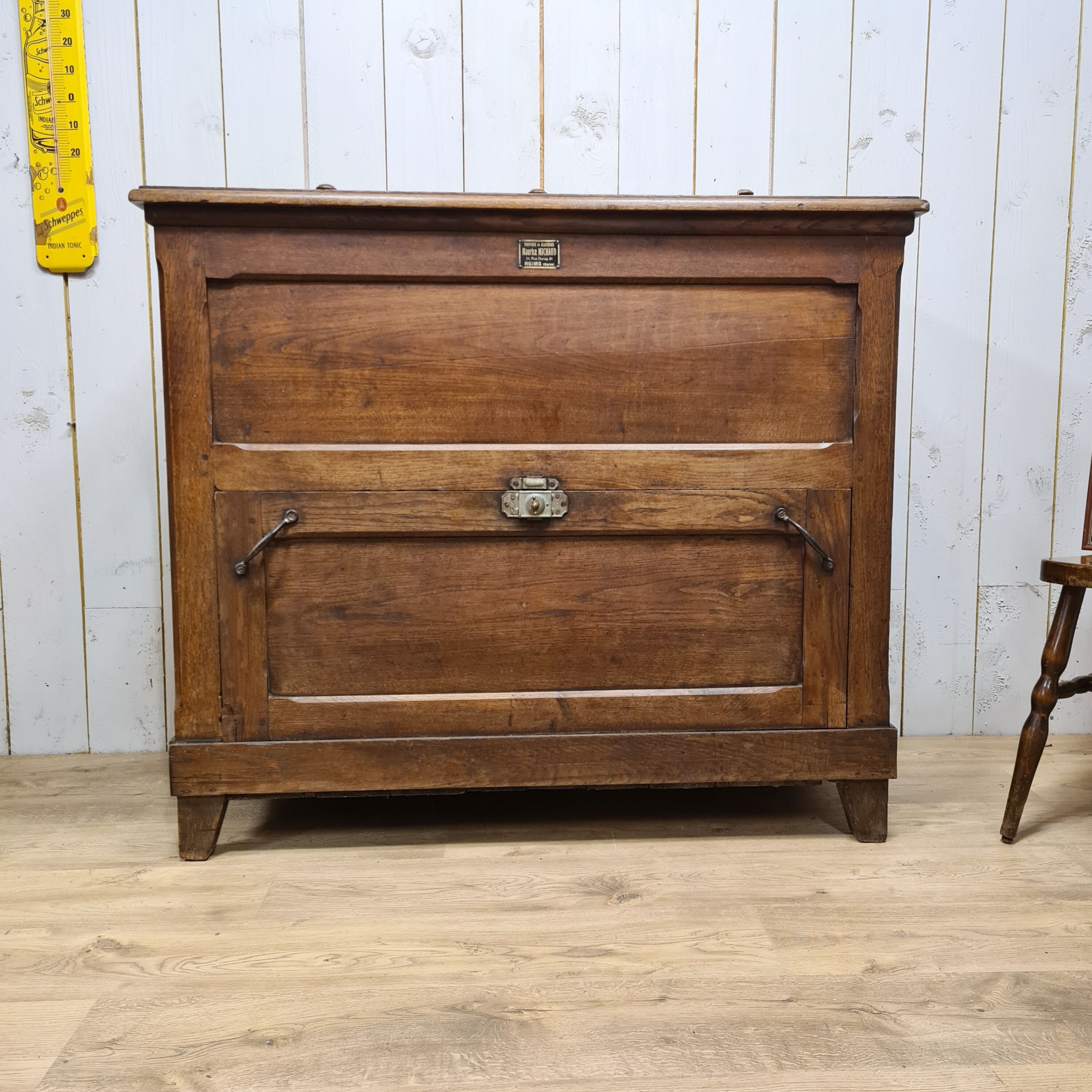 Old michaud brand cooler cabinet in solid oak