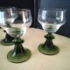 4 Alsace white wine glasses with green baluster legs