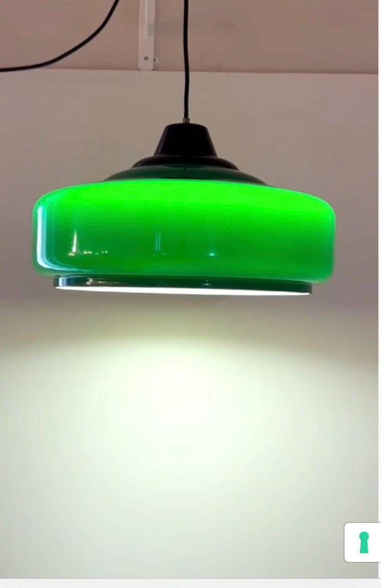 Lustre de billard vintage italien vert, années 1970