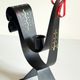 Vintage suede metal rooster-shaped candlestick