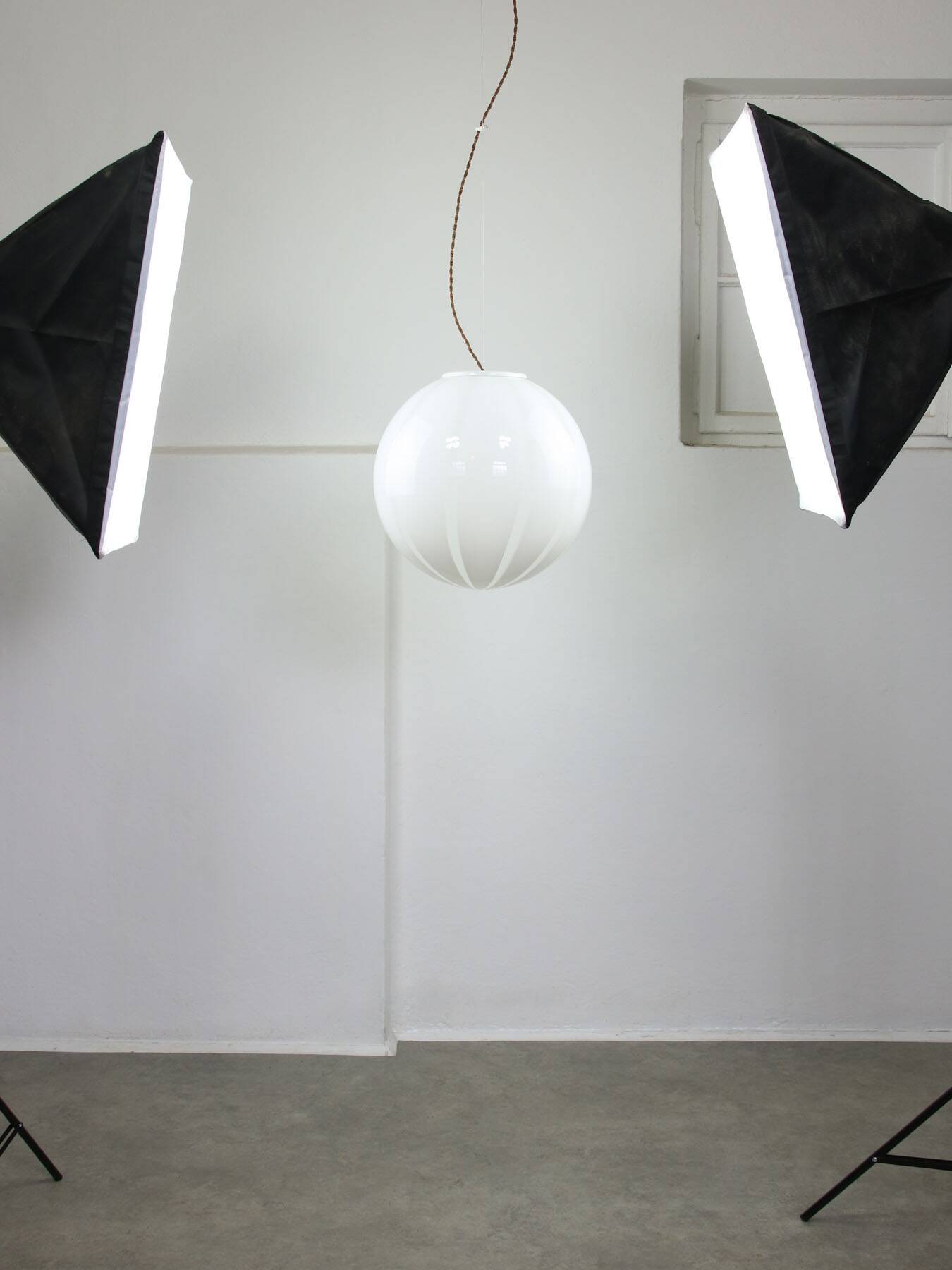 Vintage Italian Swirl Globe Pendant Lamp, 70s