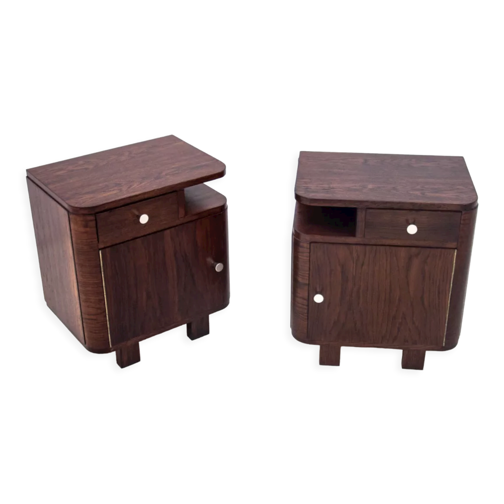 Pair of art deco bedside tables, Poland, 1950s, renovated