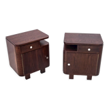 Pair of art deco bedside tables, Poland, 1950s, renovated