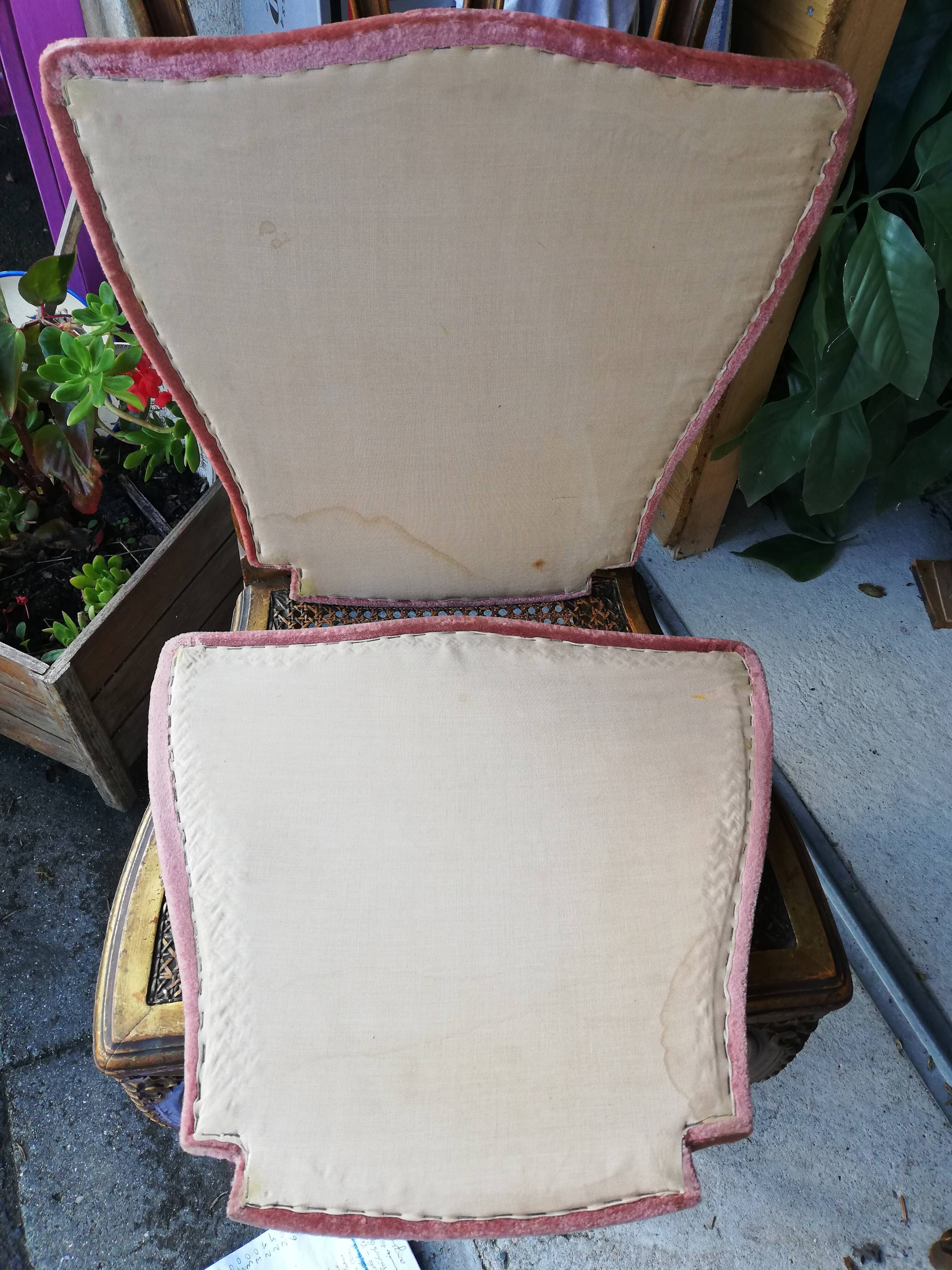 Pair of old canne chairs in gilded wood