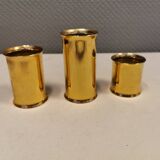3 beautiful candle holders in 24 carat gold plating.  From Danish Altecco.