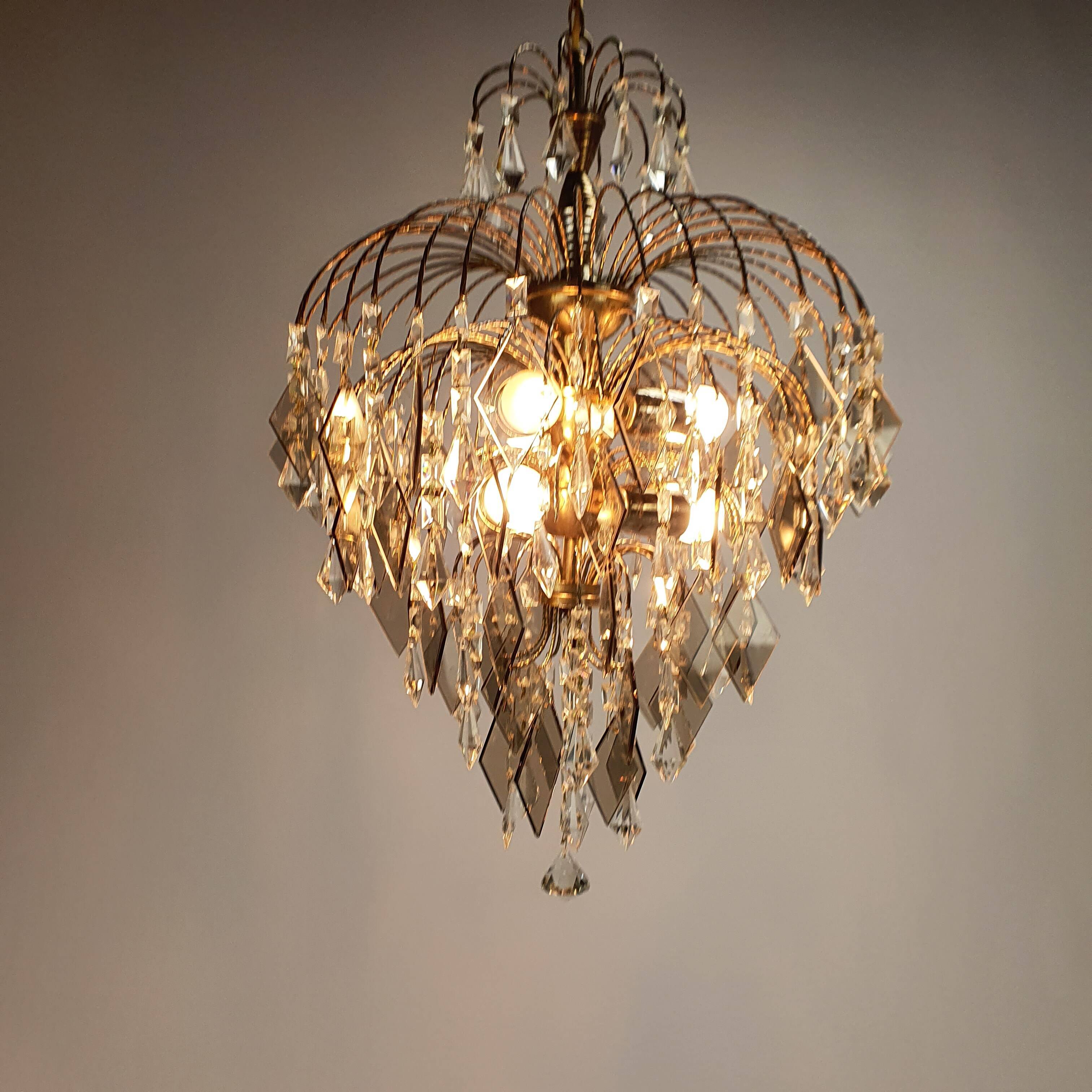 Hollywood Regency cristal and glass chandelier, 1970s