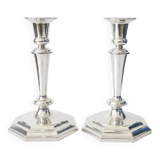 Paire de bougeoirs en métal argenté