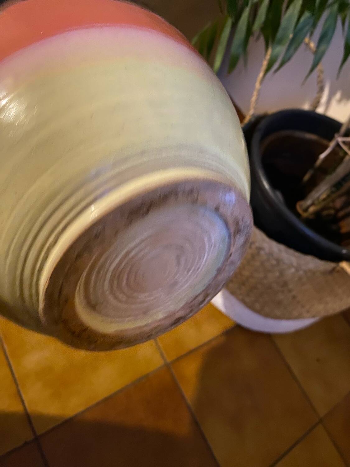 Hand-turned glazed terracotta vase