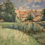 Aquarelle romantique - Paysage impressionniste signé - École française - 1901