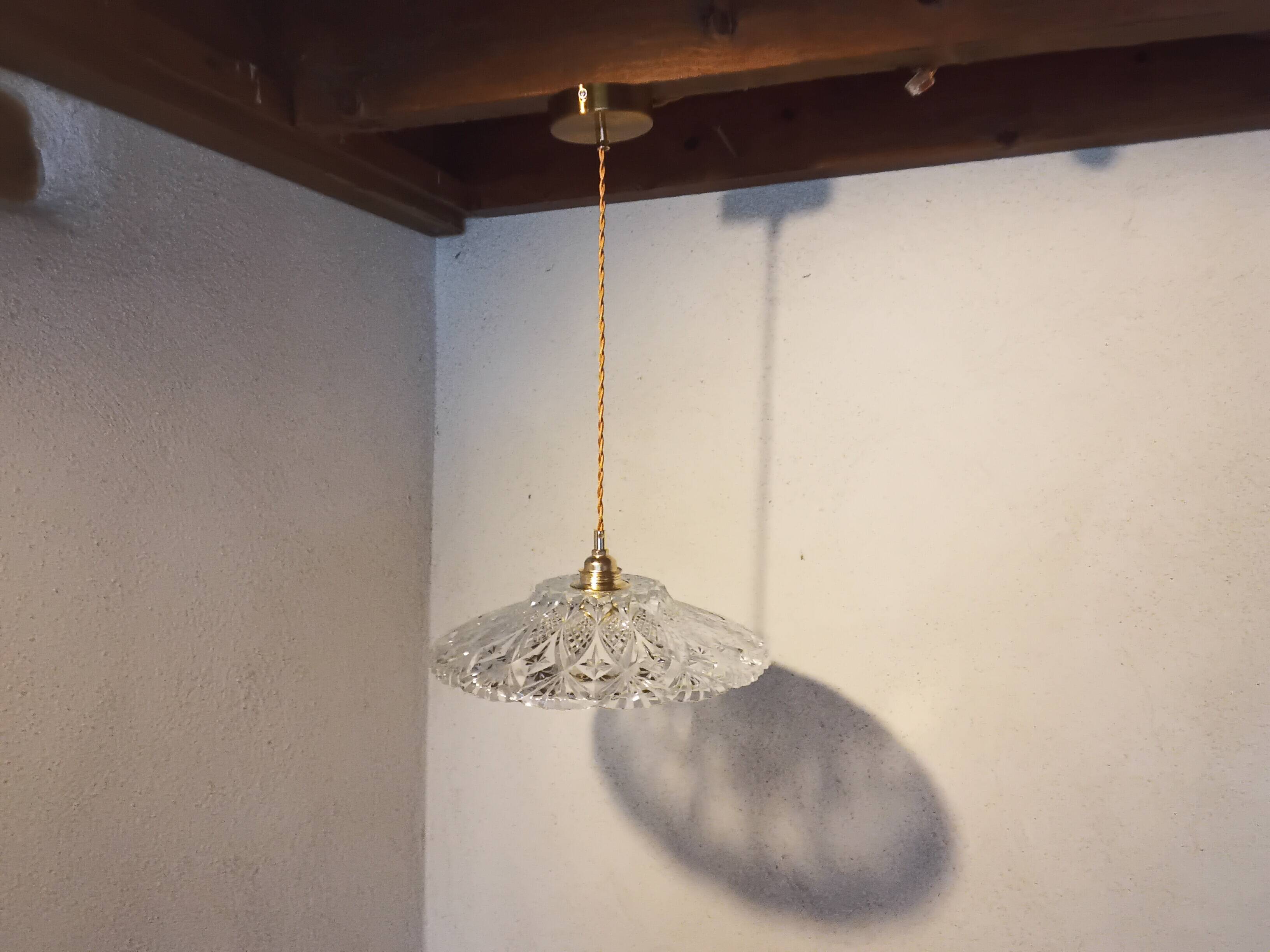 Vintage chiseled glass pendant light