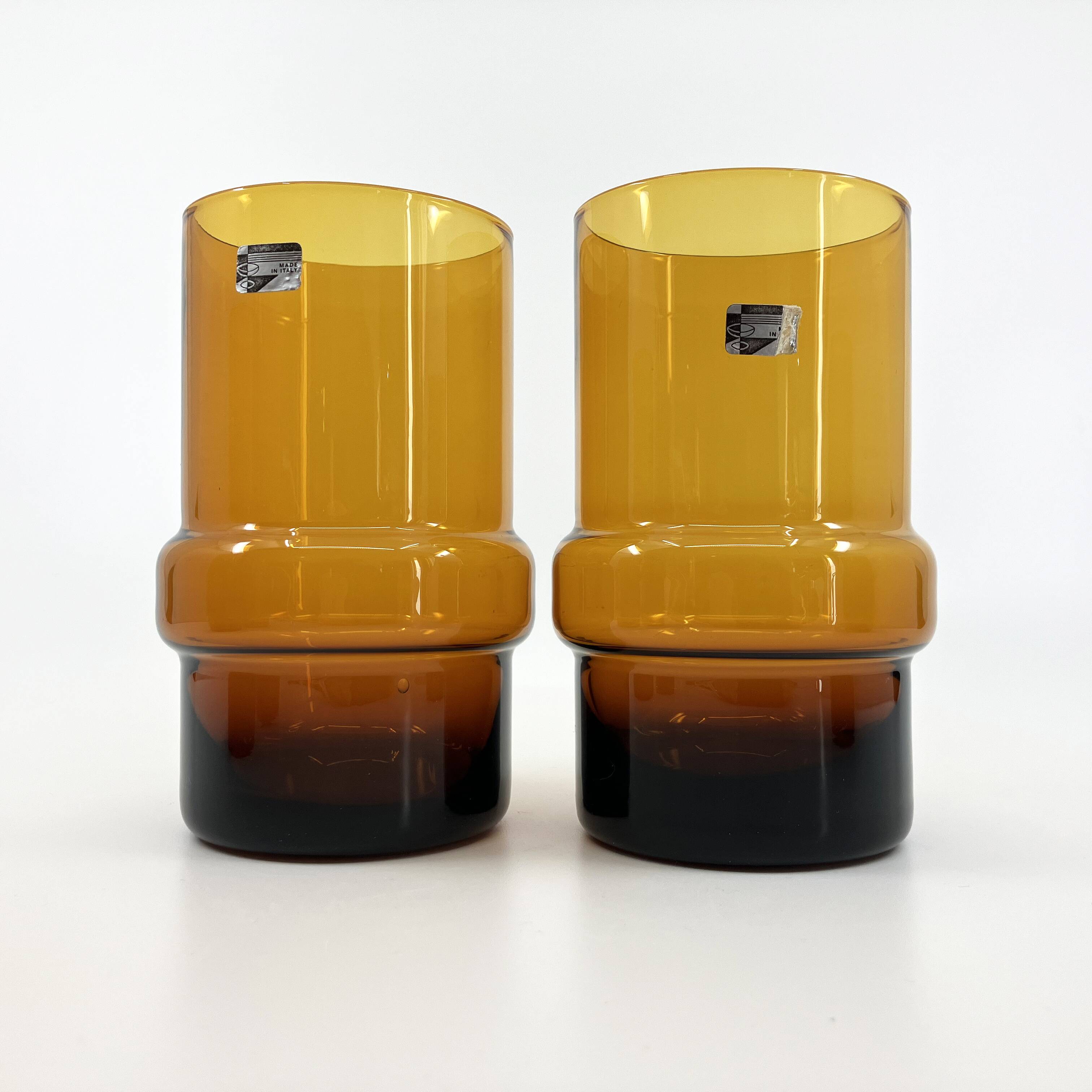 Set of 6 orangeade glasses / pitcher / ice bucket • Italy • 1970