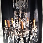 Old chandelier with tassels, bronze and crystal, 8 lights. Louis XV style.