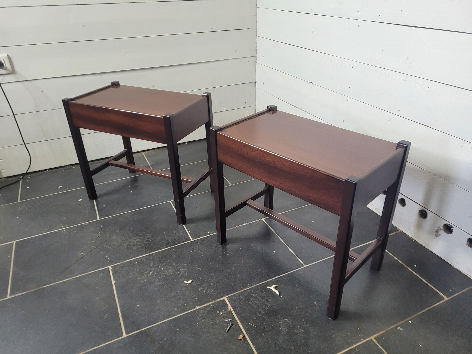 Pair of Scandinavian mahogany bedside tables from the 60s