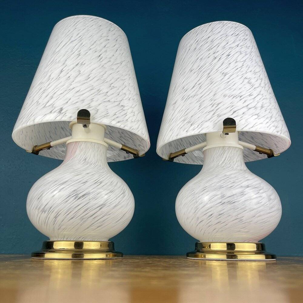Mushroom table lamps in Murano glass, Italy, 1970s, set of 2