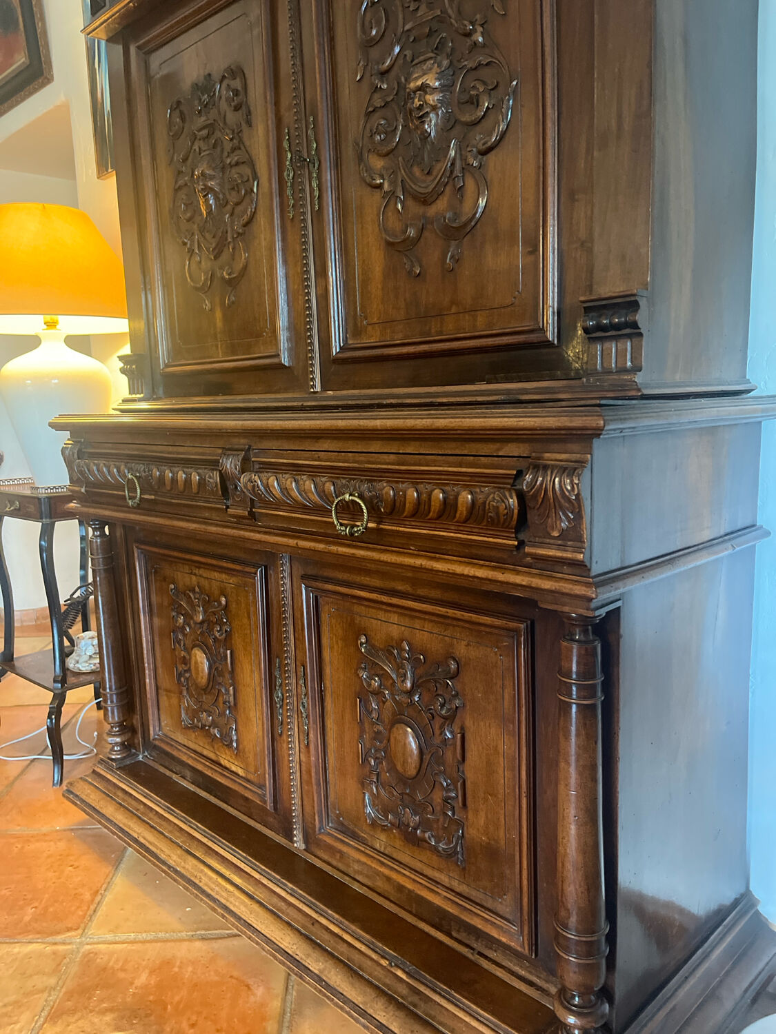 Two-body walnut buffet renaissance