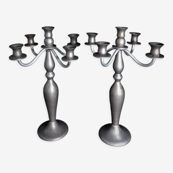 Metal candelabras with five arms