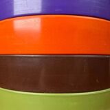 Set of 4 stackable Mepal bowls in mid-century Danish Space Age style, made by Rosti, 1960.