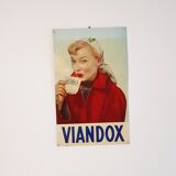 Viandox Pin up 1950s enamelled sheet metal plate