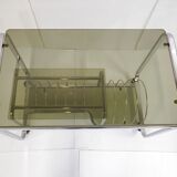 Vintage HIFI furniture 1970 chrome & glass