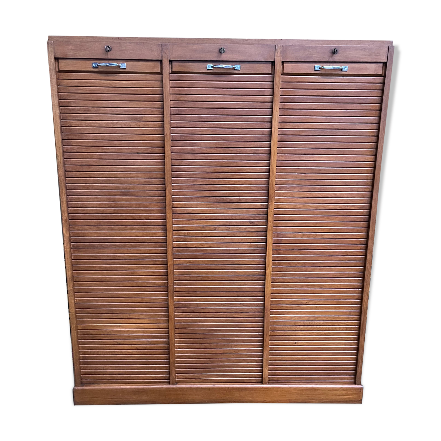 Triple notary filing cabinet in oak 1960