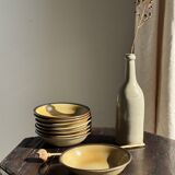 Set of 8 brown-rimmed stoneware deep plates Atelier Saint Simon D19.5