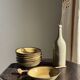 Set of 8 brown-rimmed stoneware deep plates Atelier Saint Simon D19.5
