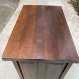 Art Deco chest of drawers in solid wood, dark satin oak finish, 1 door
