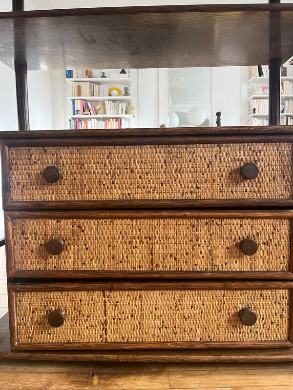 Bibliothèque modulable en rotin Maugrion pour Rochebobois