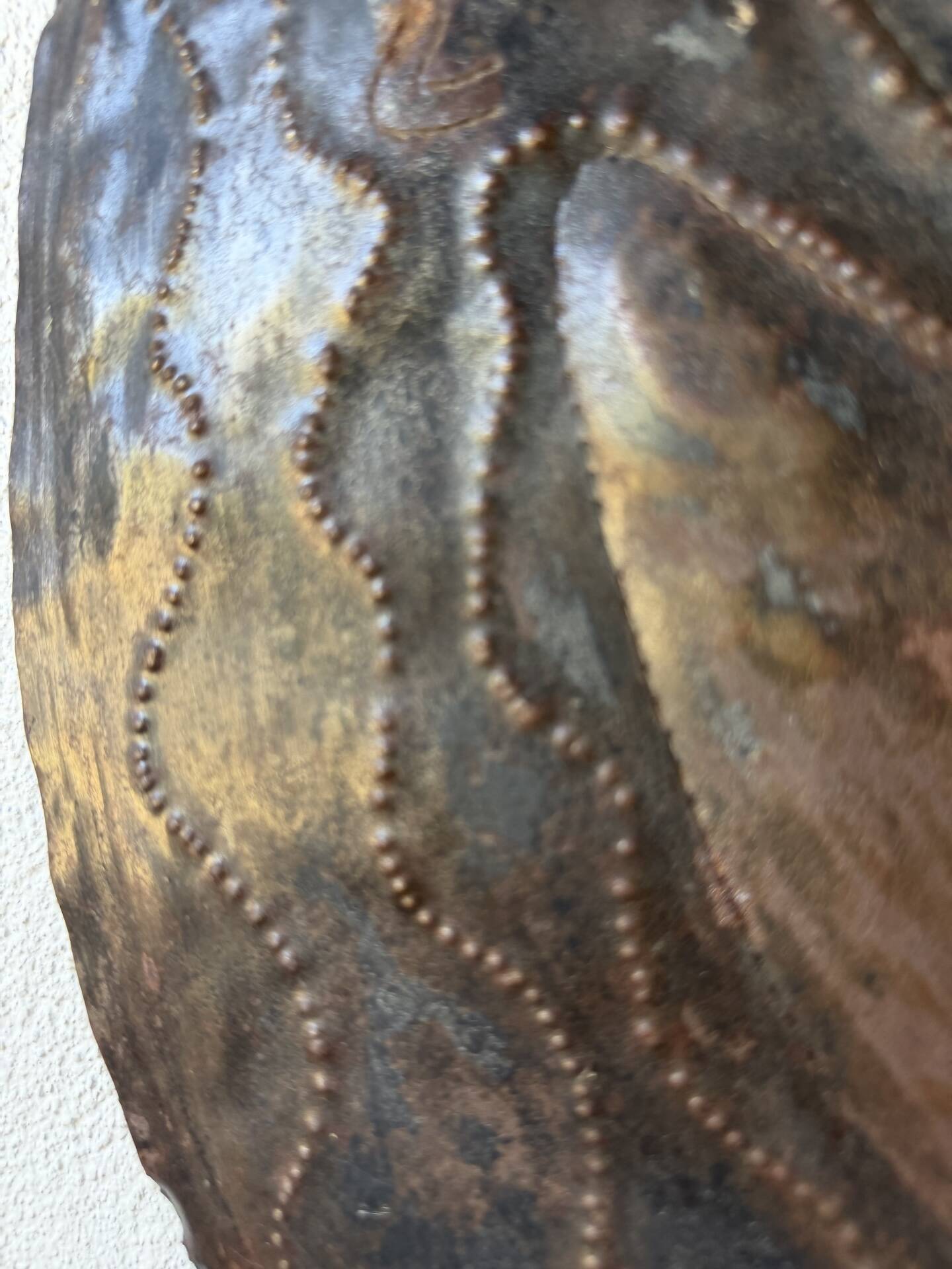 Brutalist metal wall sculpture "sun-moon"