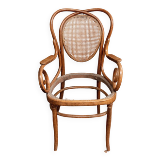 Fauteuil Thonet début XXe bois courbé cintré cannage