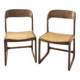 Paire de chaises cannée Baumann bémol - traîneaux