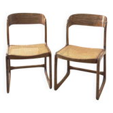 Pair of Baumann caned chairs - flat - sleds