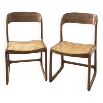 Paire de chaises cannée Baumann bémol - traîneaux