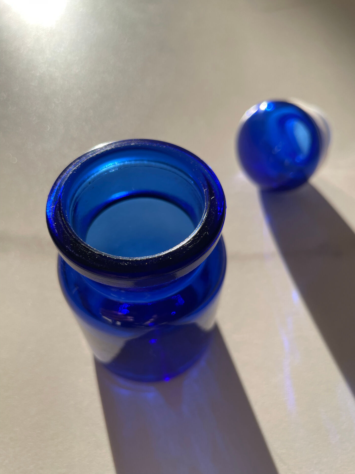 Cobalt blue apothecary bottle Belgian/Belgium/Antique blue bottles/B