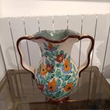 Handled vase with floral decoration signed Cerart Monaco