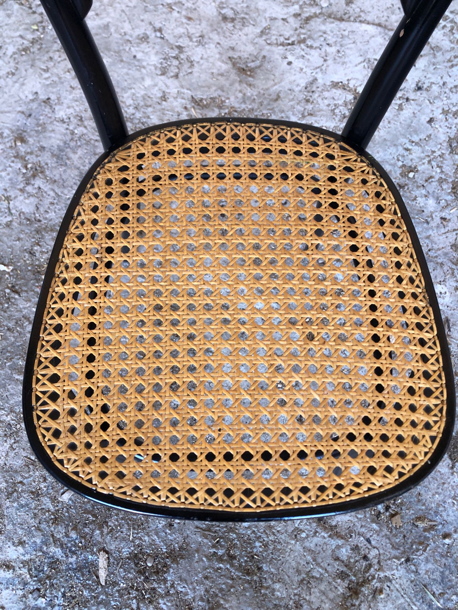 Bistrot wood & seat canned chair 70s vintage