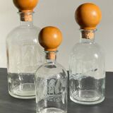 BOTTLES Engraved Glass and VINTAGE Wood
