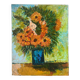 Sunflowers in a blue vase, knife technique, signed