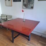 Table salon laquée acajou