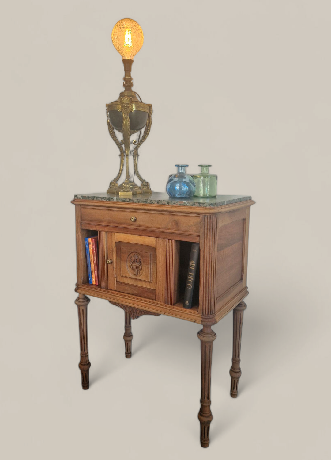 Walnut and green marble sideboard – Louis XVI style – Early 19th century