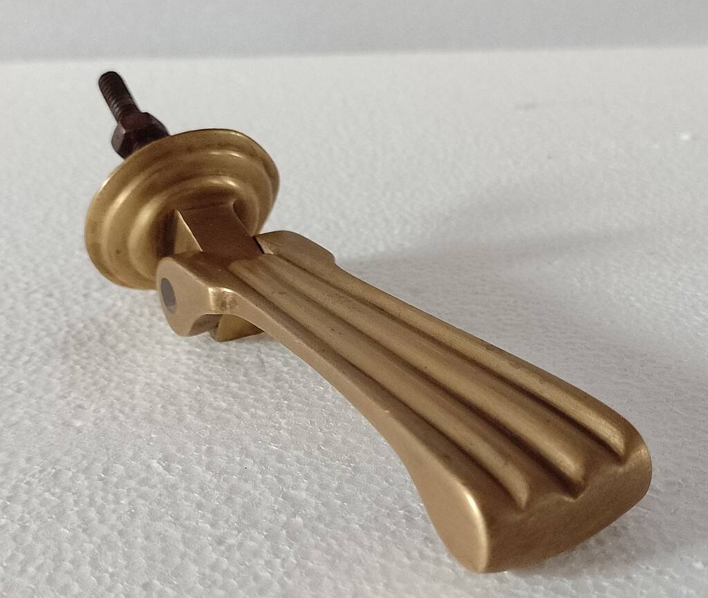 Antique Edwardian Fluted Brass Front Door Knocker | Old Vintage Door Knocke