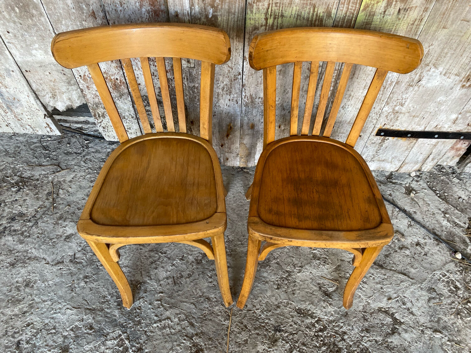 Pair of Vintage Bistro Chairs LUTERMA Light Wood 1960s