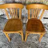 Pair of Vintage Bistro Chairs LUTERMA Light Wood 1960s