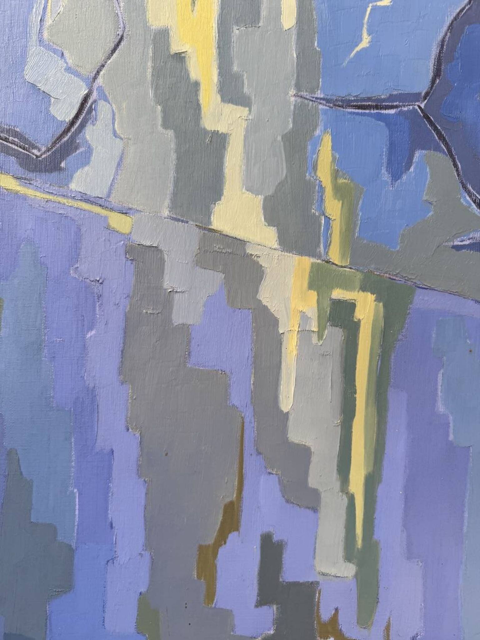 Peinture XL jarre bleue Saunière Audouze