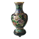 Grand Vase chinois en émail cloisonné. Années 50. Motifs floraux/Oiseaux exotiques 31 x 17 cm