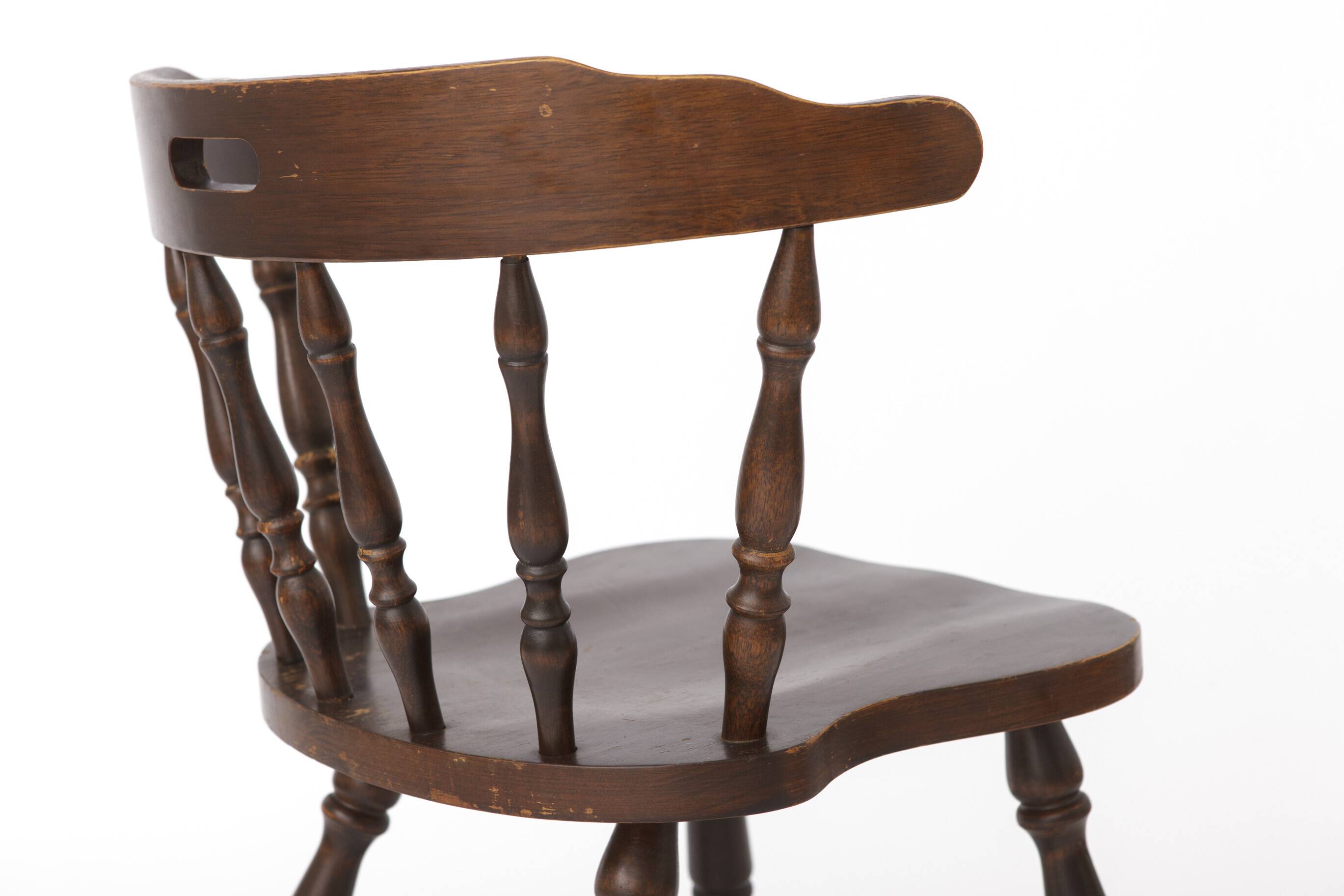Vintage Western Style Wooden Chair, 1950s–1960s German Rustic Beechwood